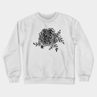 Watercolor houseleek - black and white Crewneck Sweatshirt